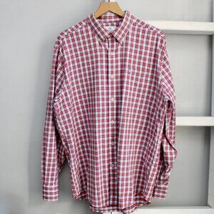 Southern Tide Red Blue White Plaid Prefromance Long Sleeve Sport Shirt Size XL